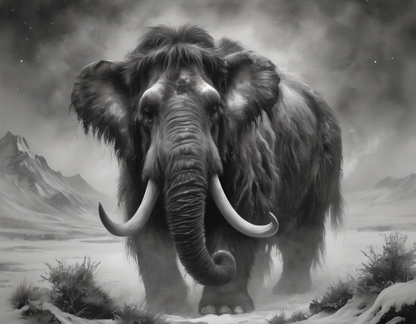 Quelle: Charcoal Drawing / Pixabay schwarz-weiß Zeichnung eines Mammuts